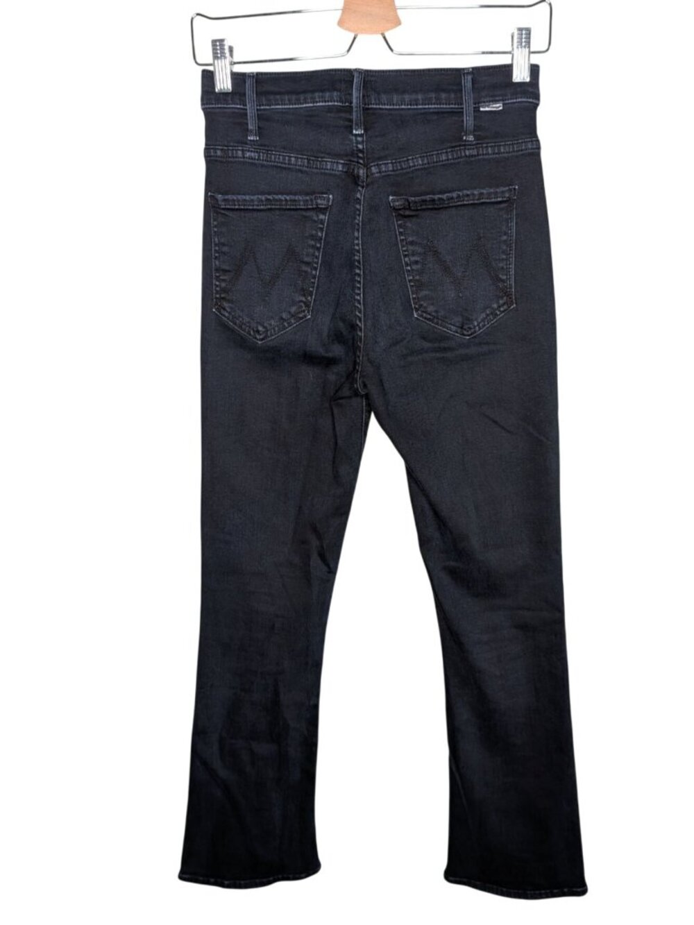 Mother The Hustler Ankle Flare Jeans Black Denim Womens Size 25